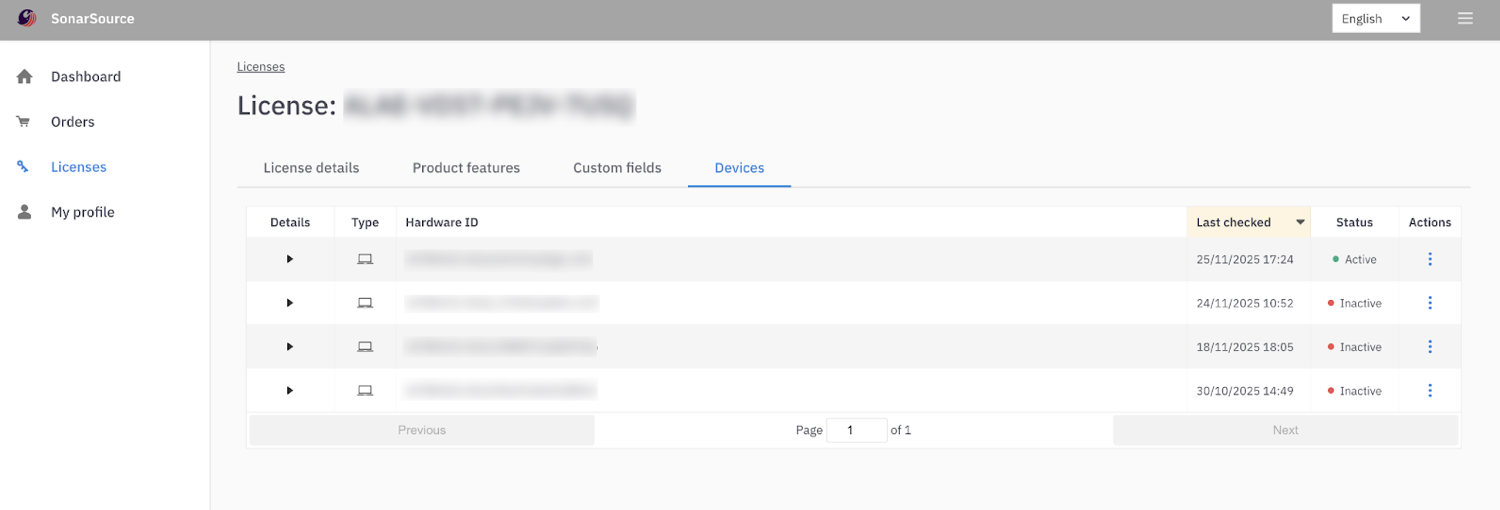 Viewing the license's status