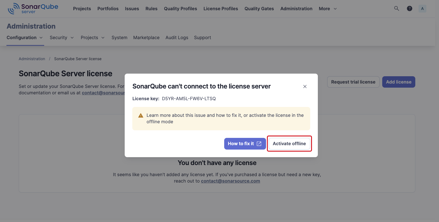 Activate the license offline