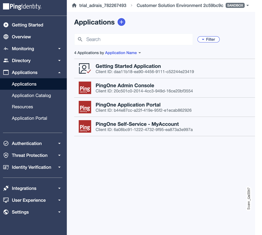 Create a new application in PingOne