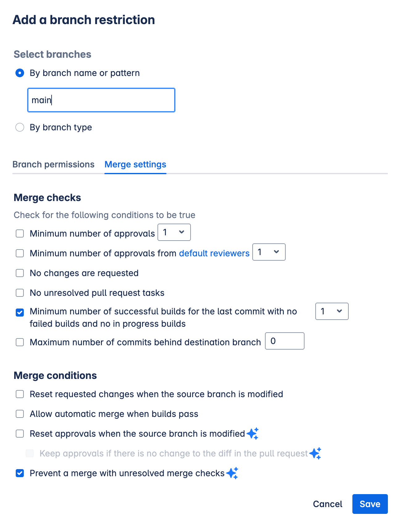 Adding a branch restricion