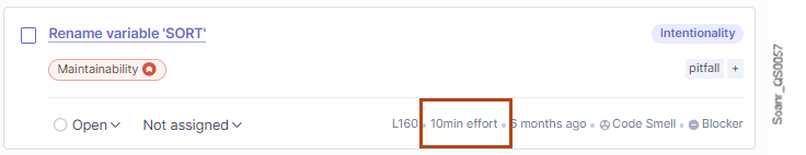 Remediation cost shown on an issue card