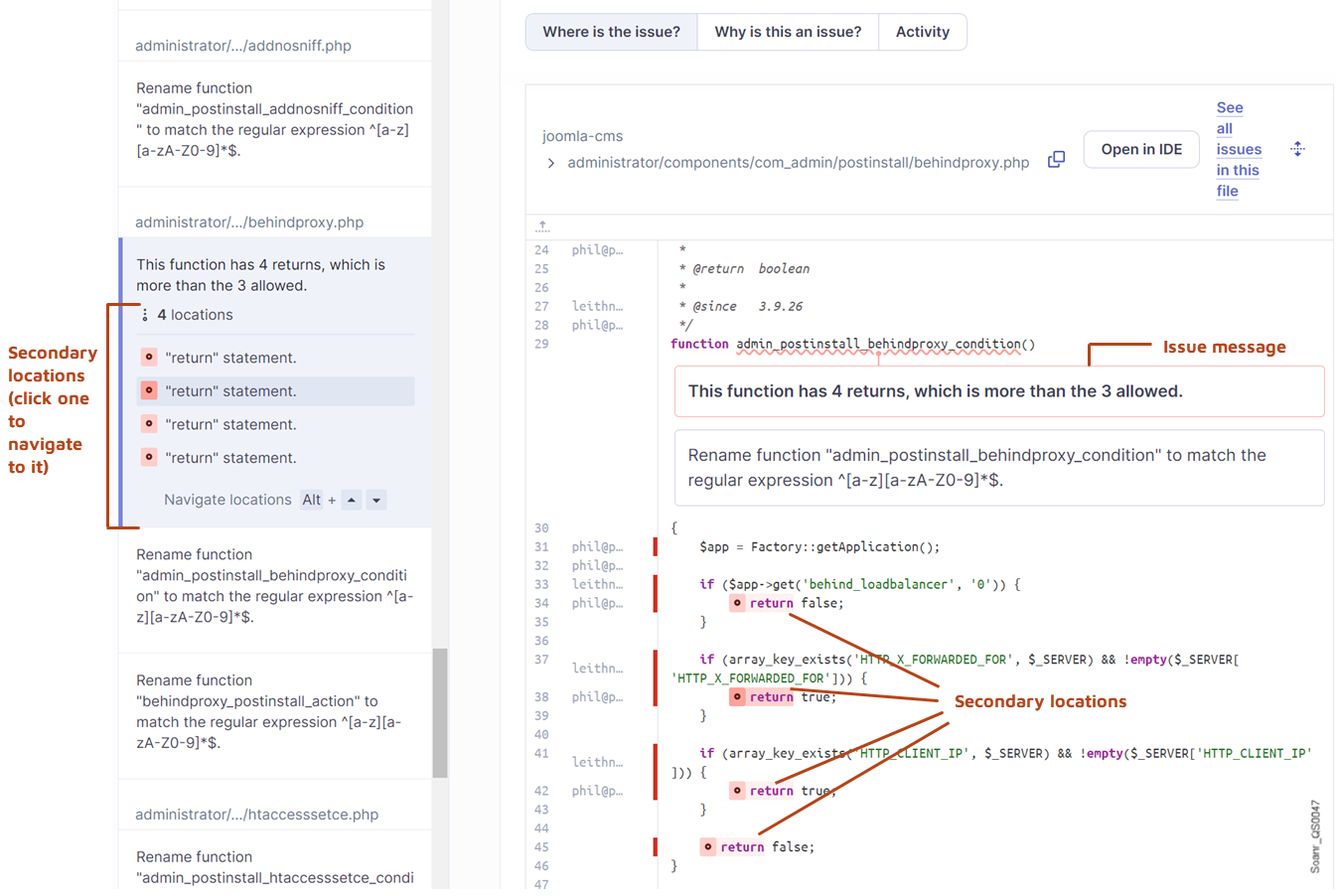 Issue's secondary locations